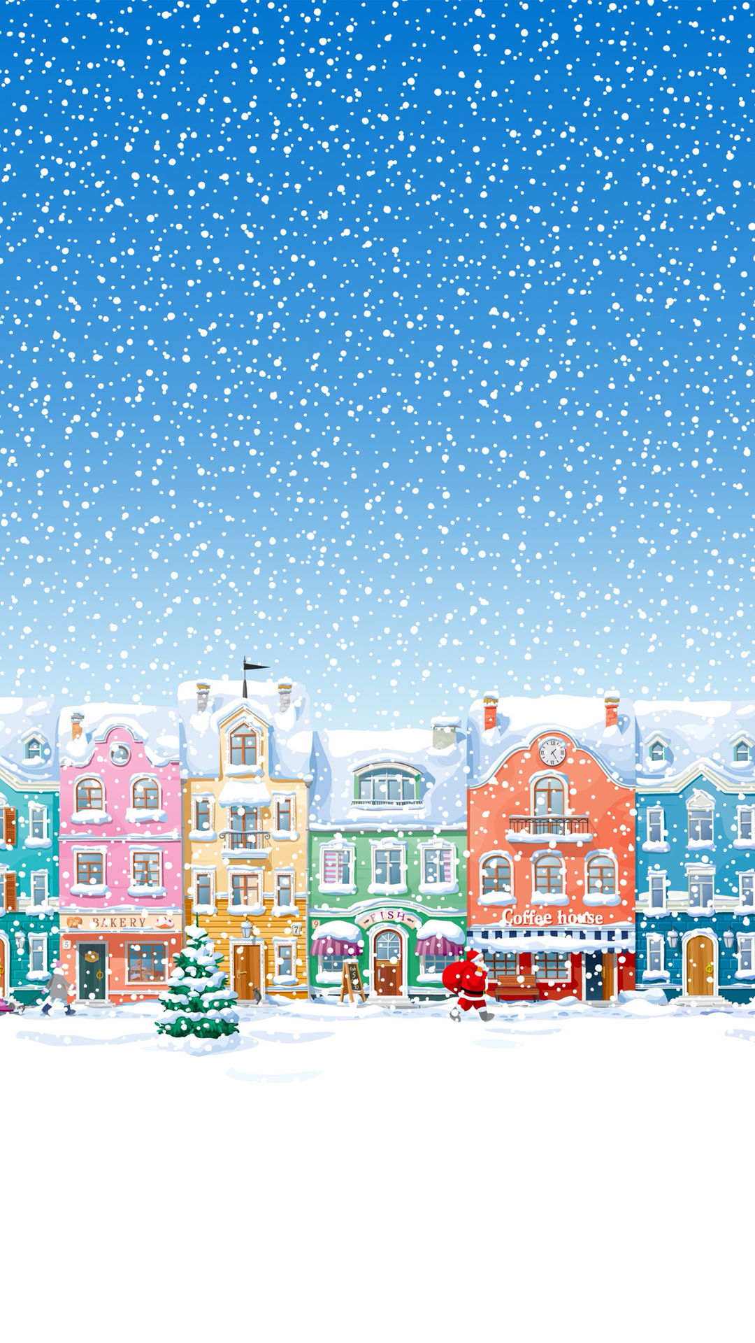 雪に覆われた町サンタクロースはクリスマスiphone8 Plus壁紙をお届け Iphoneチーズ