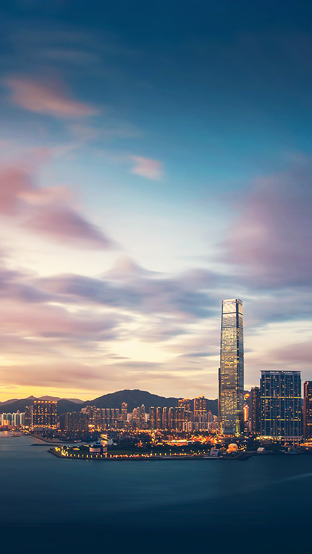 香港の夕暮れの超高層ビルシティベイのiphone5壁紙 Iphoneチーズ