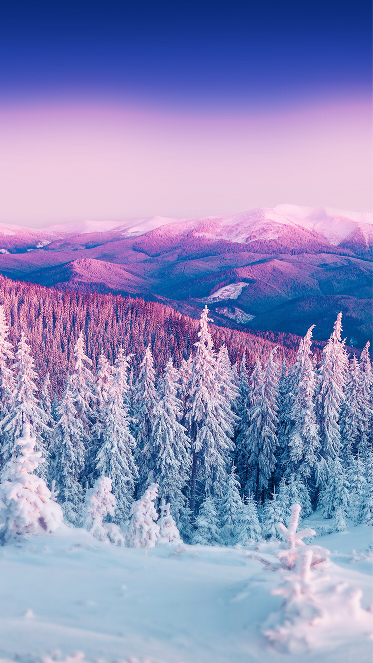 紫の冬の山の風景iphone 6 Android自然壁紙 750 1334 Iphoneチーズ