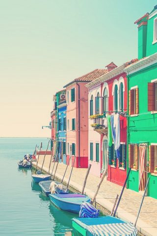 イタリアの都市ウォーターボートヴェネツィアのiPhone6壁紙