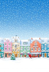 雪に覆われた町サンタクロースはクリスマスiPhone8 Plus壁紙をお届け