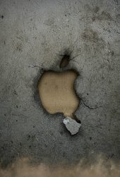 壊れたAppleロゴ壁iPhone 8壁紙