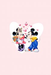 ミッキーとミニーバレンタインカップルiPhone 5壁紙