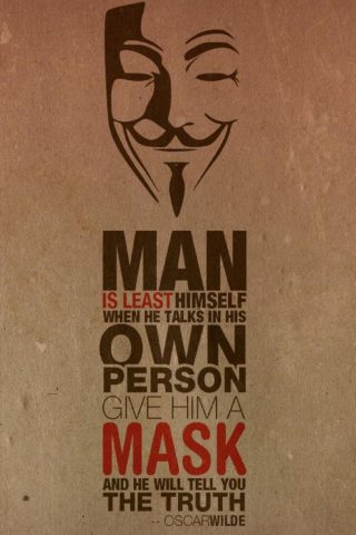 オスカー・ワイルドの引用匿名マスクiPhone8Plus壁紙