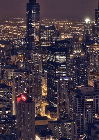 シカゴシティ航空夜景iPhone6Plus壁紙