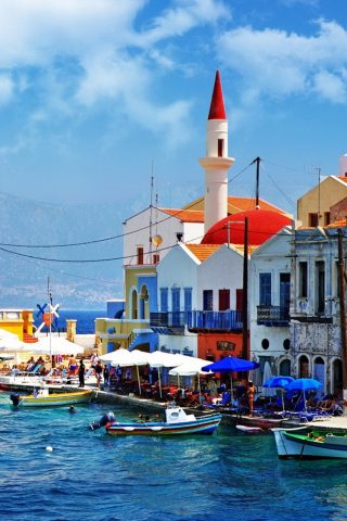 美しいギリシャ港町iPhone6壁紙