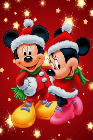 ミッキーマウスとミニークリスマスiPhone5壁紙