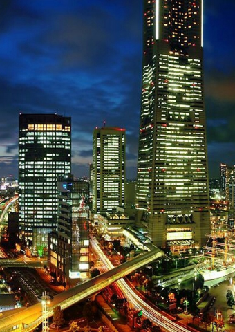 横浜イブニングメトロポリス開発都市ライトiPhone6壁紙