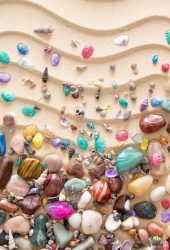砂の上のカラフルな貝殻iPhone 8 Plus/Android壁紙