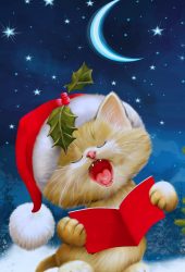 クリスマス猫iPhone 8 Plus/Android壁紙