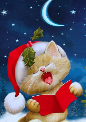 クリスマス猫iPhone 8 Plus/Android壁紙