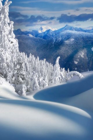 フェアリーテイルクリスマス雪風景iPhone 7 Plus/Android壁紙
