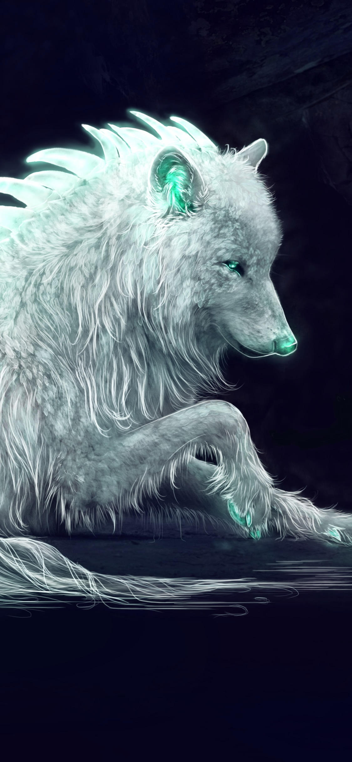 ファンタジー白狼の壁紙