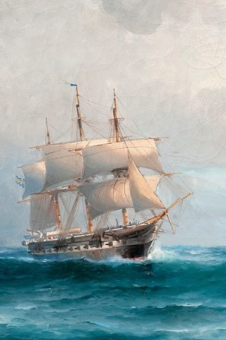 船の芸術的な絵画のスマホ壁紙